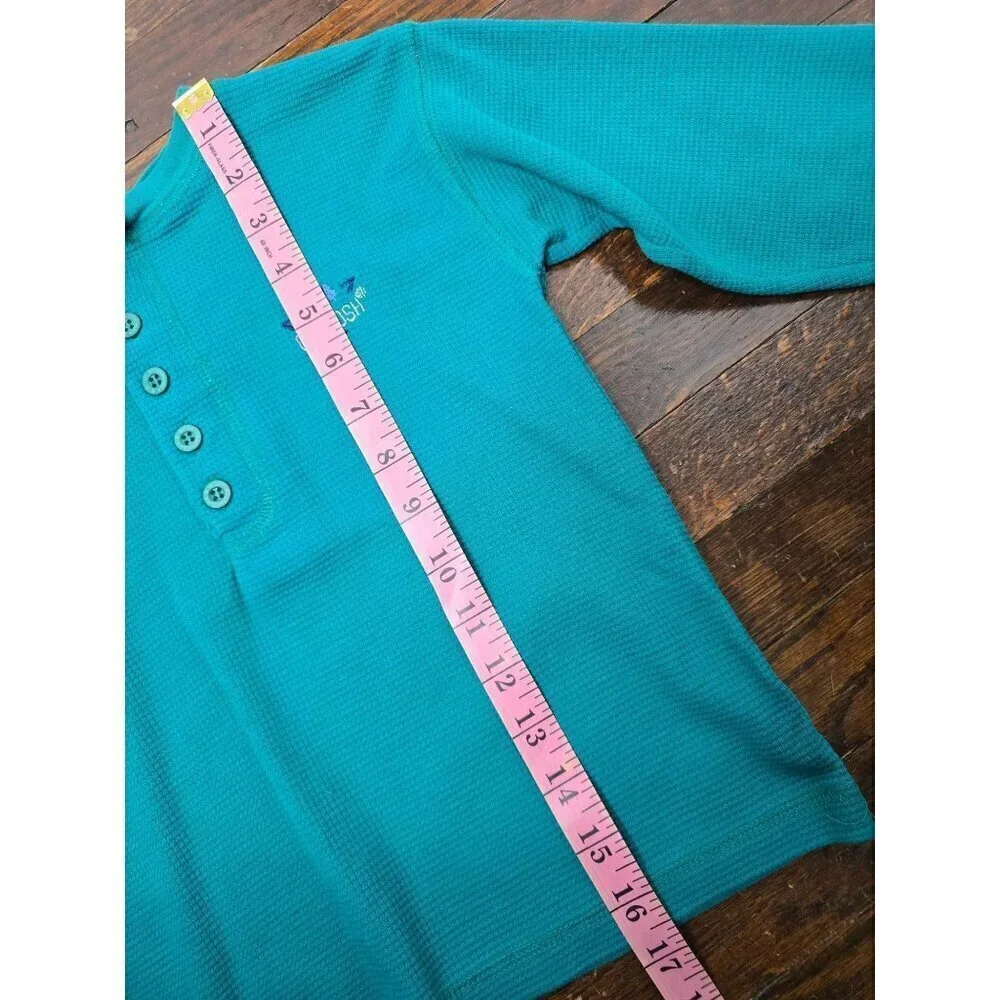 Vintage Oshkosh Blue Waffle Knit Cotton Henley